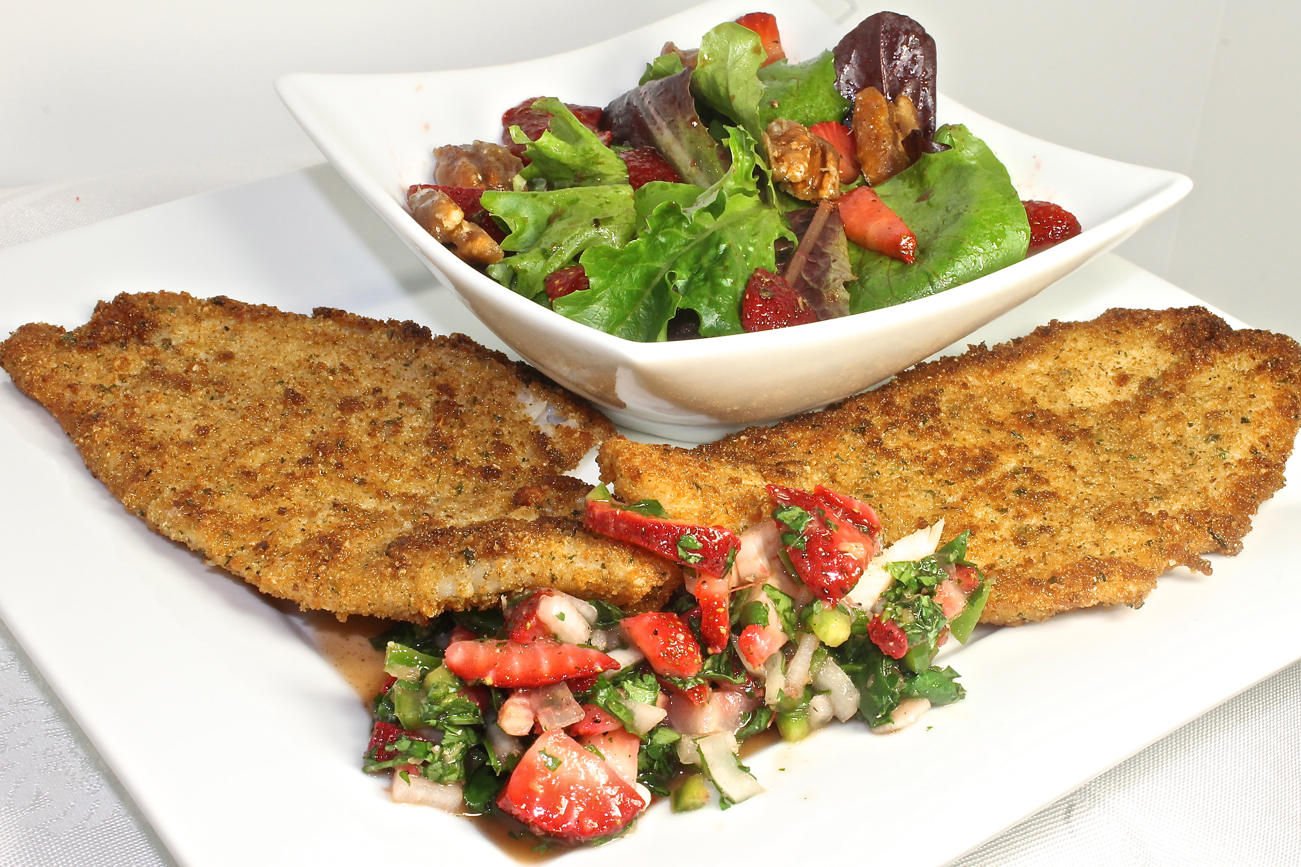 Filet of Sole With Strawberry Salsa And A Strawberry Salad