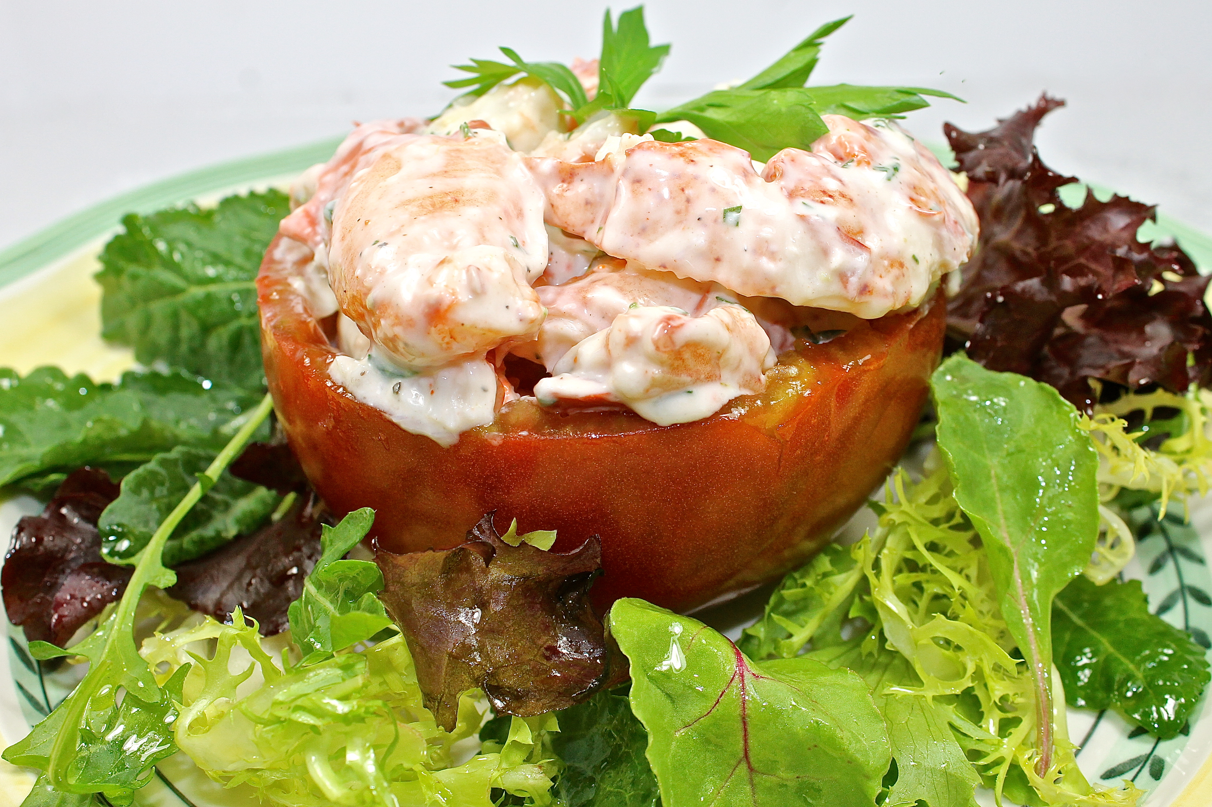 tomato stuffed with lobster salad