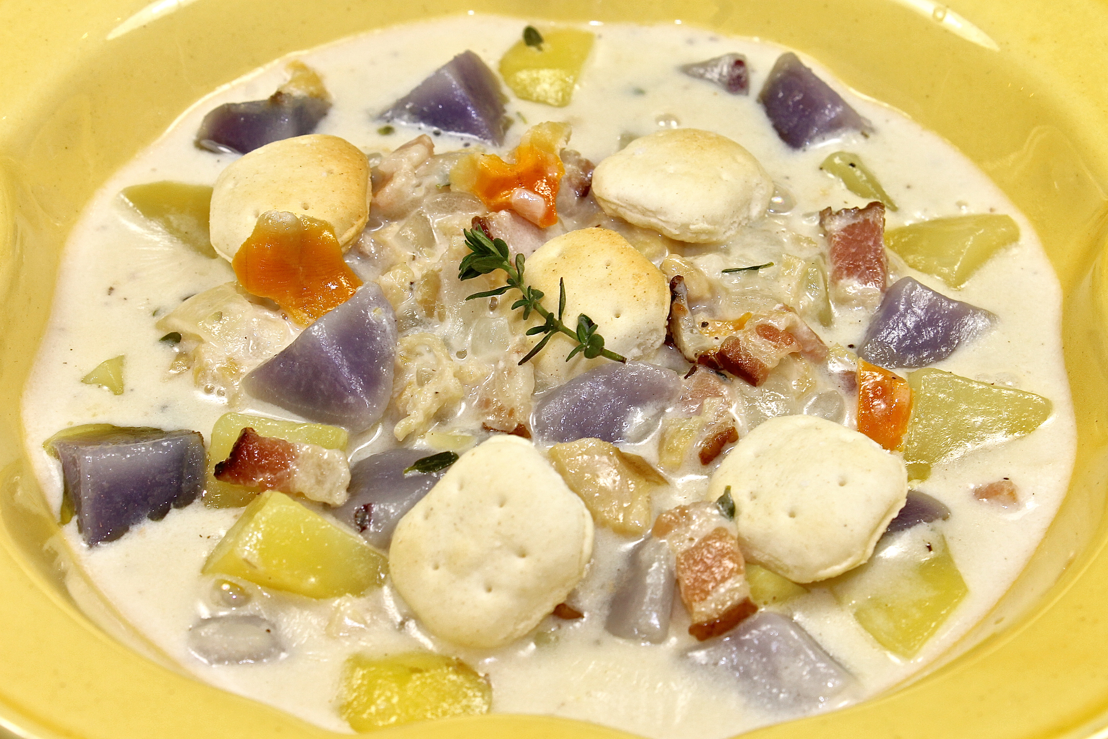 New England Clam Chowder With Purple Potatoes