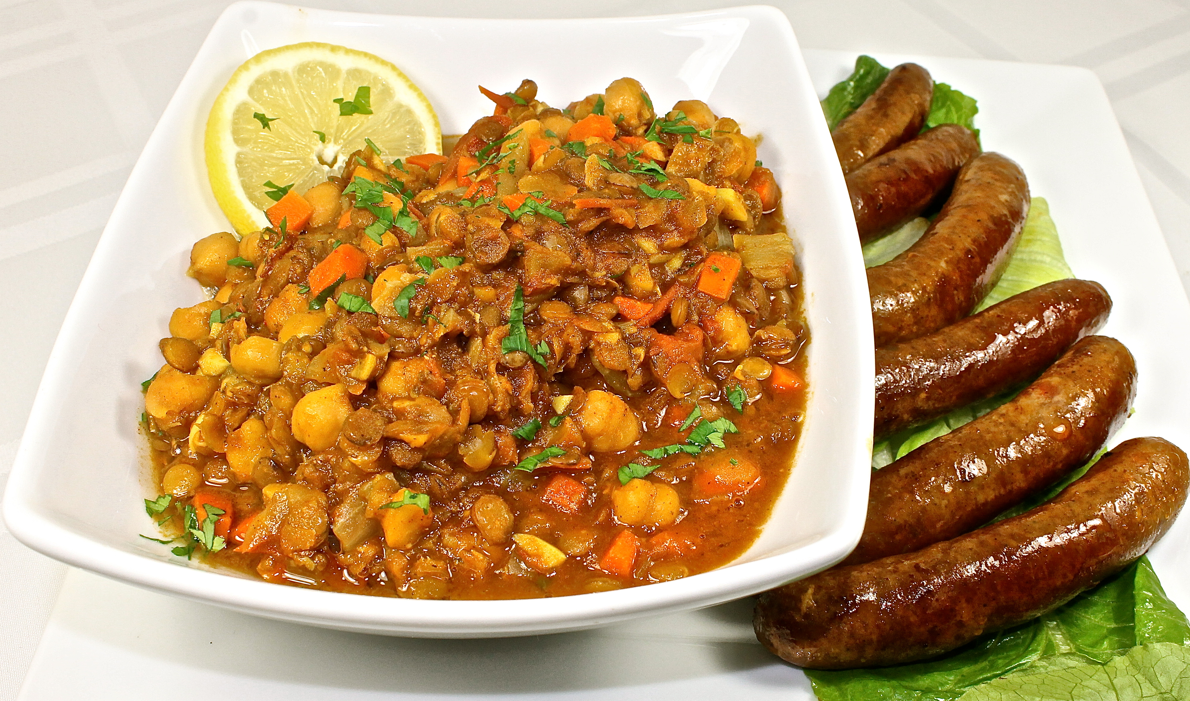 Harira, A Moroccan Chickpea And Lentil Soup With Spicy Merguez Sausage