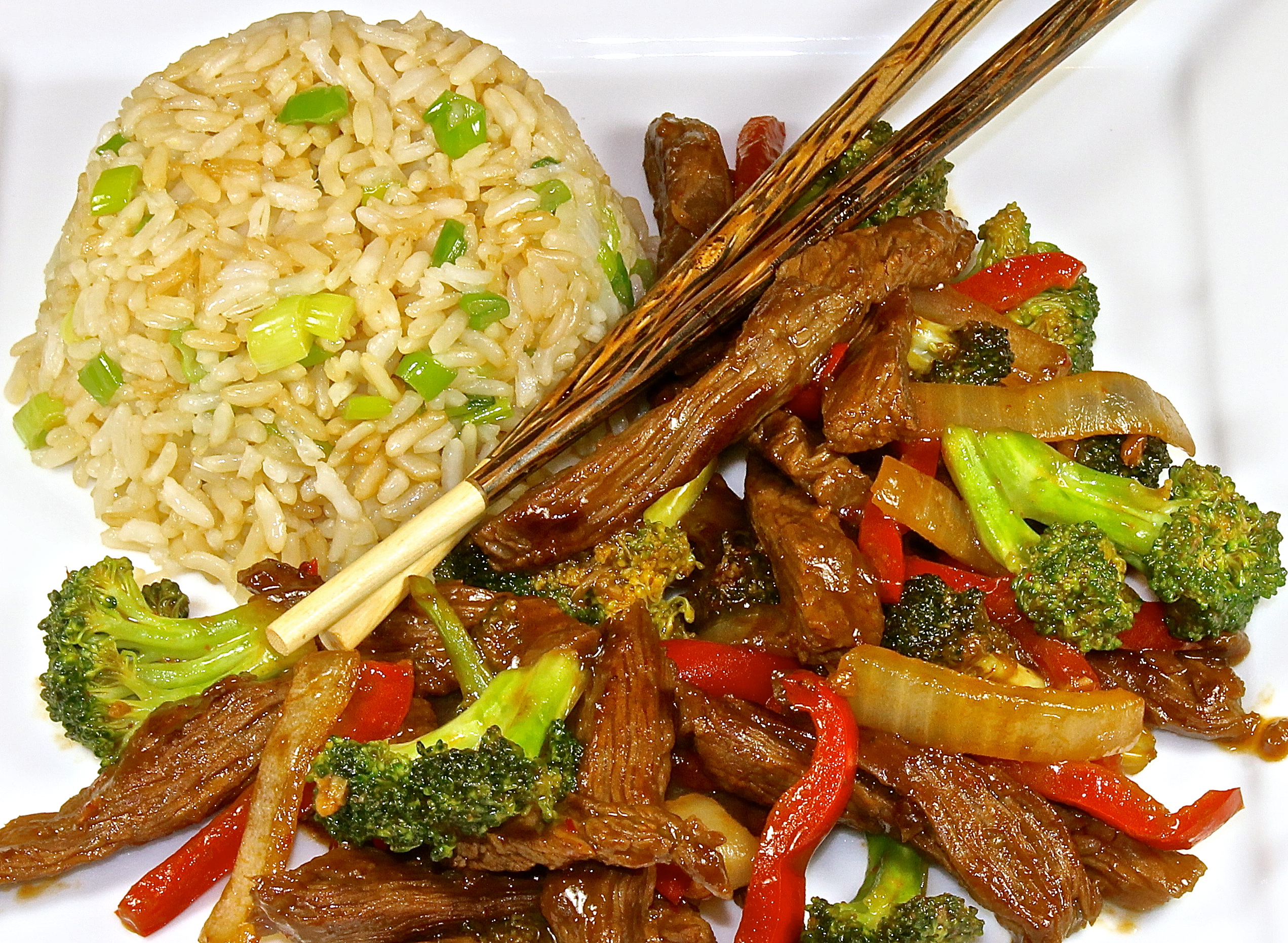 Stir Fried Beef, Broccoli, Peppers And Onions