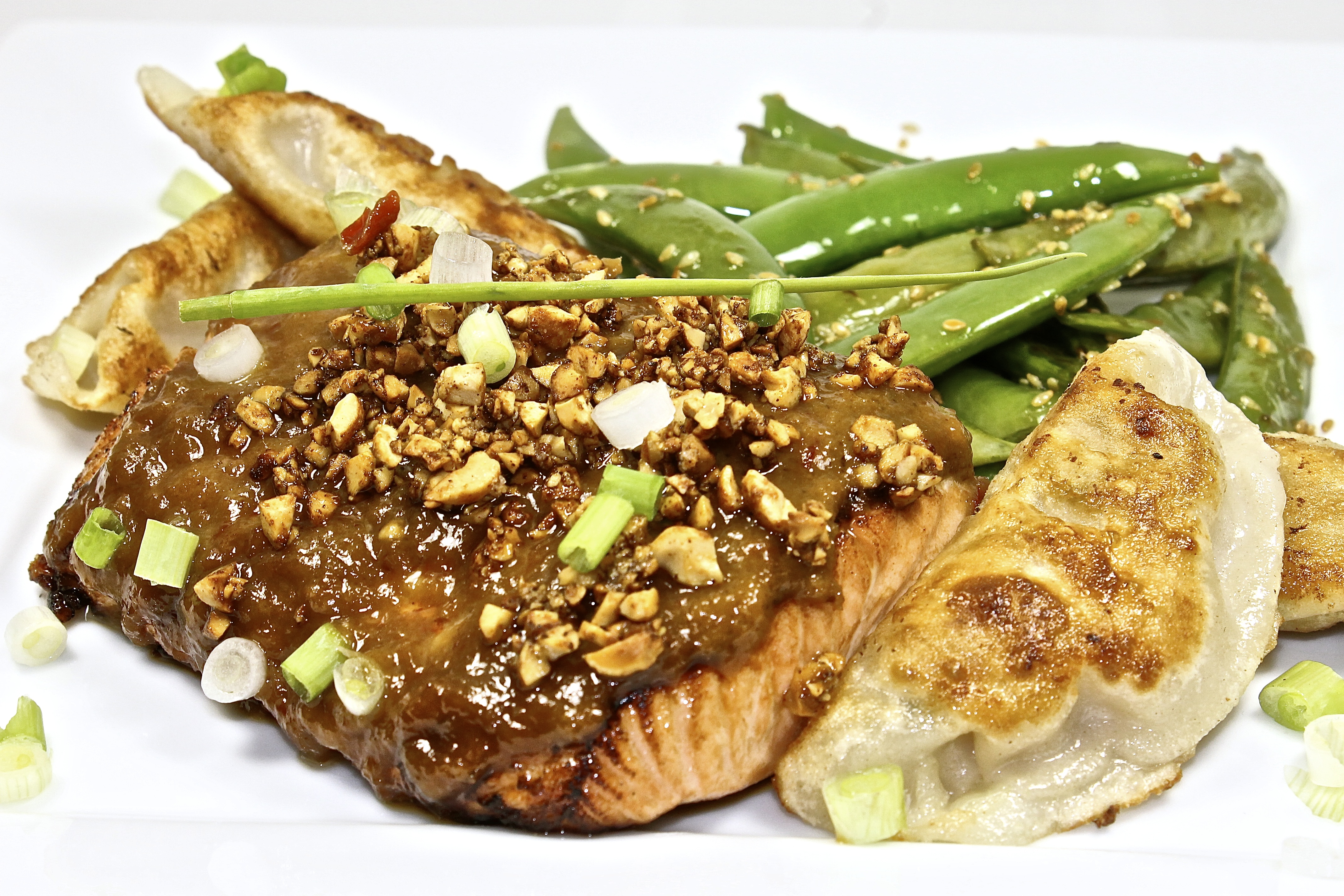 Salmon With Crunchy Peanut Ginger Sauce