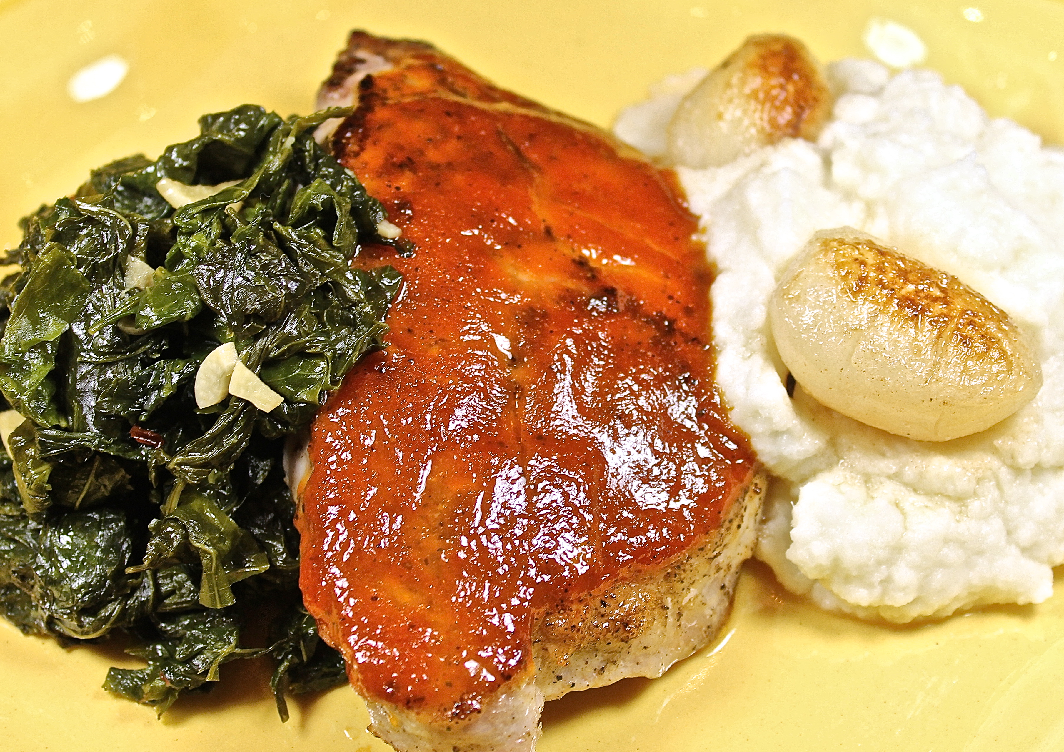 Bourbon And Brown Sugar Glazed Pork Chops With Turnips Served Three Ways