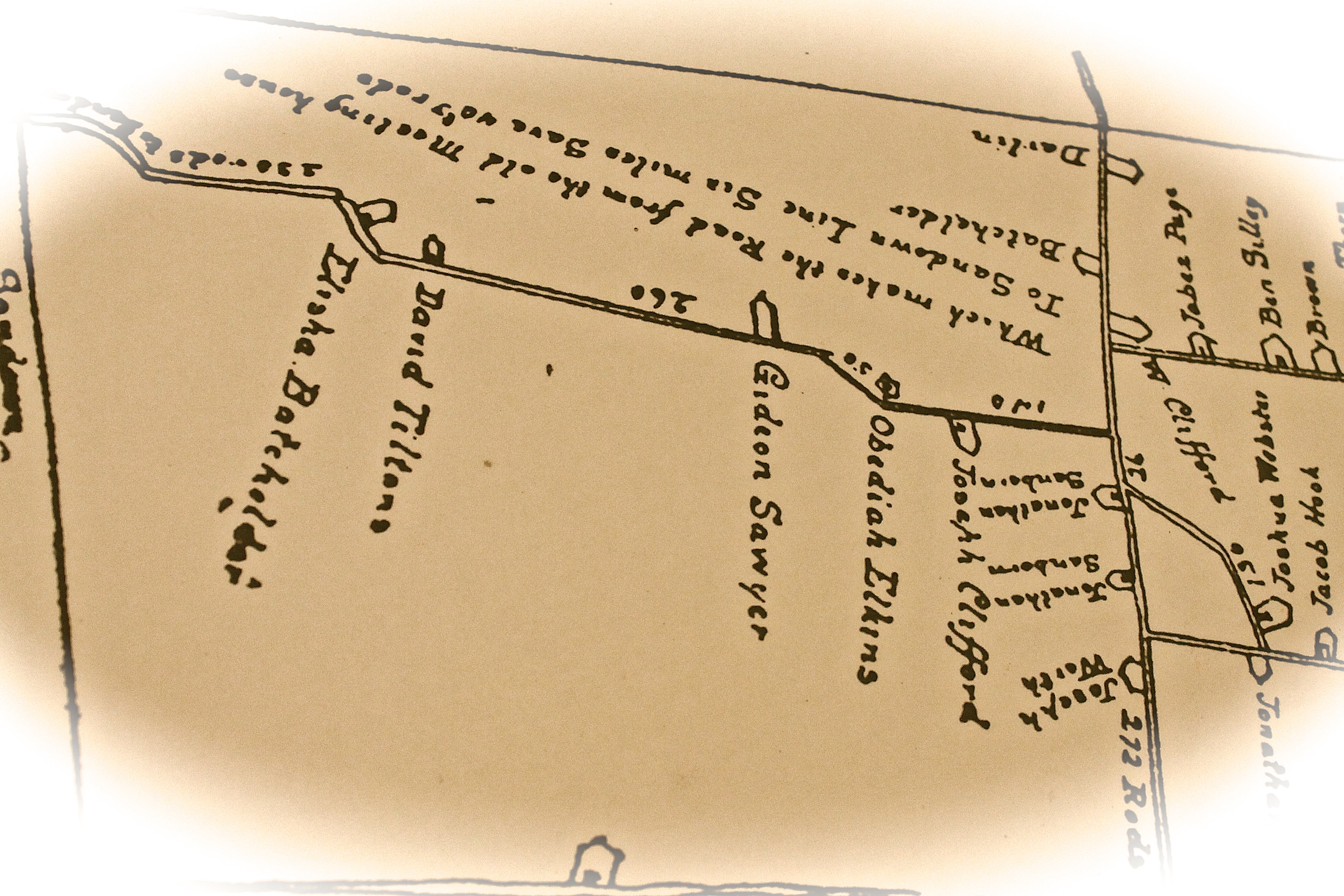 Copy Of Hand Drawn Map  From The 1700's That Shows Our Home...A That Time Owned by Gideon Sawyer
