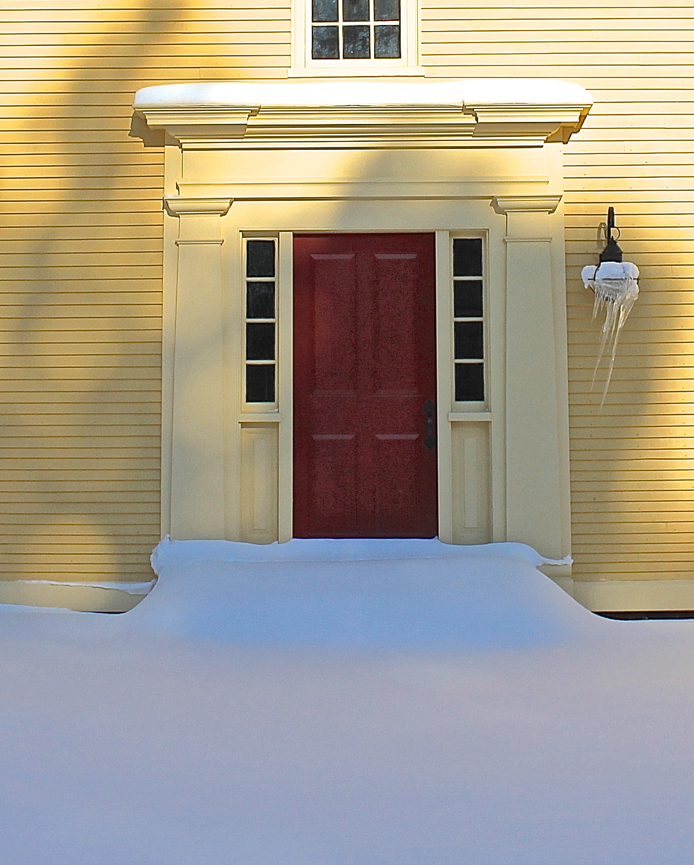 The Stage Coach Red Door Seems Warm In The Cold Enviorment