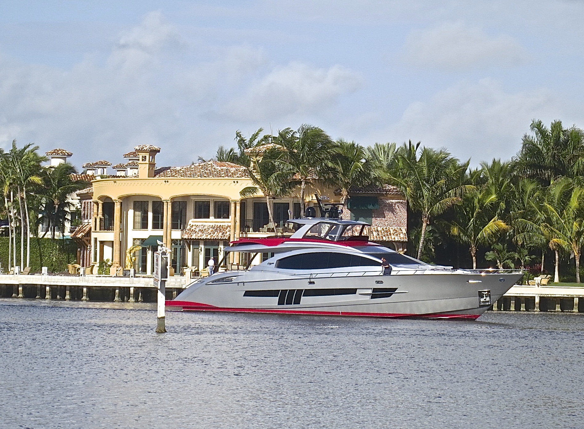 Multimillion Dollar Home On The Intercoastal Waterway And The Owner's Yacht 