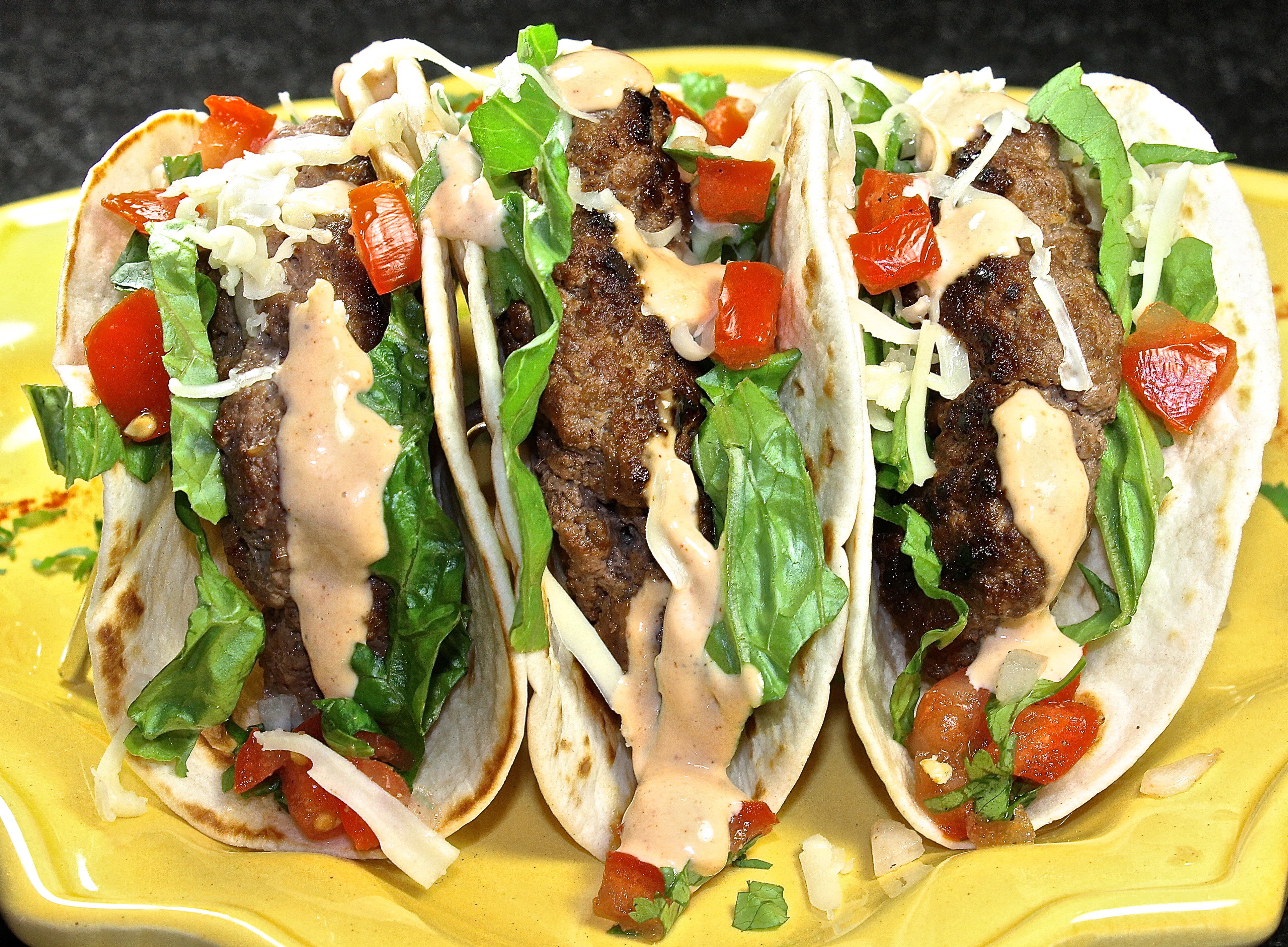 Burger Tacos With Chipotle Mayo
