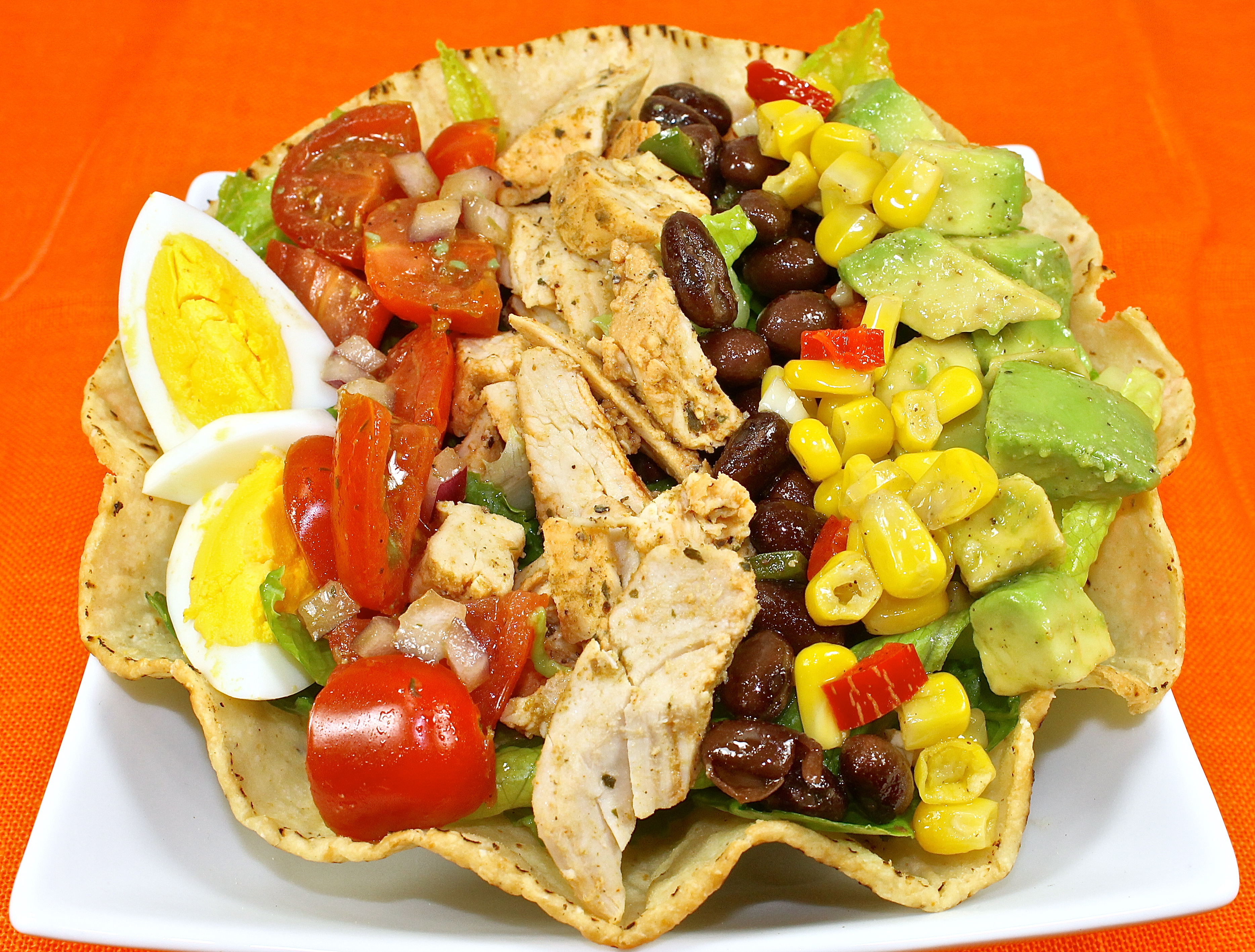 Southwestern Salad Served In A Crisp Tortilla Bowl