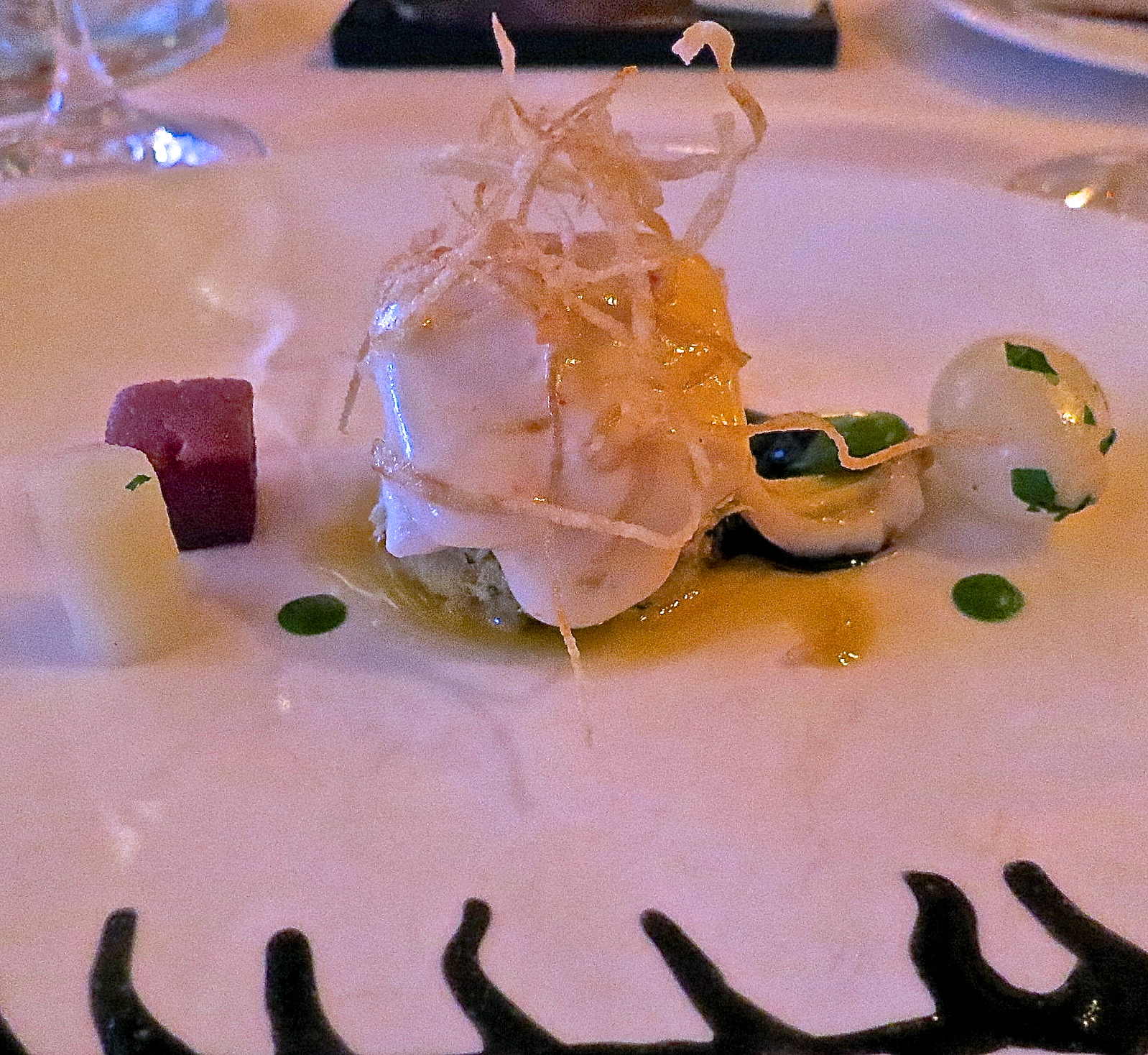 Black Cod, Potato Tasting, Brandade, Squid Ink Sauce