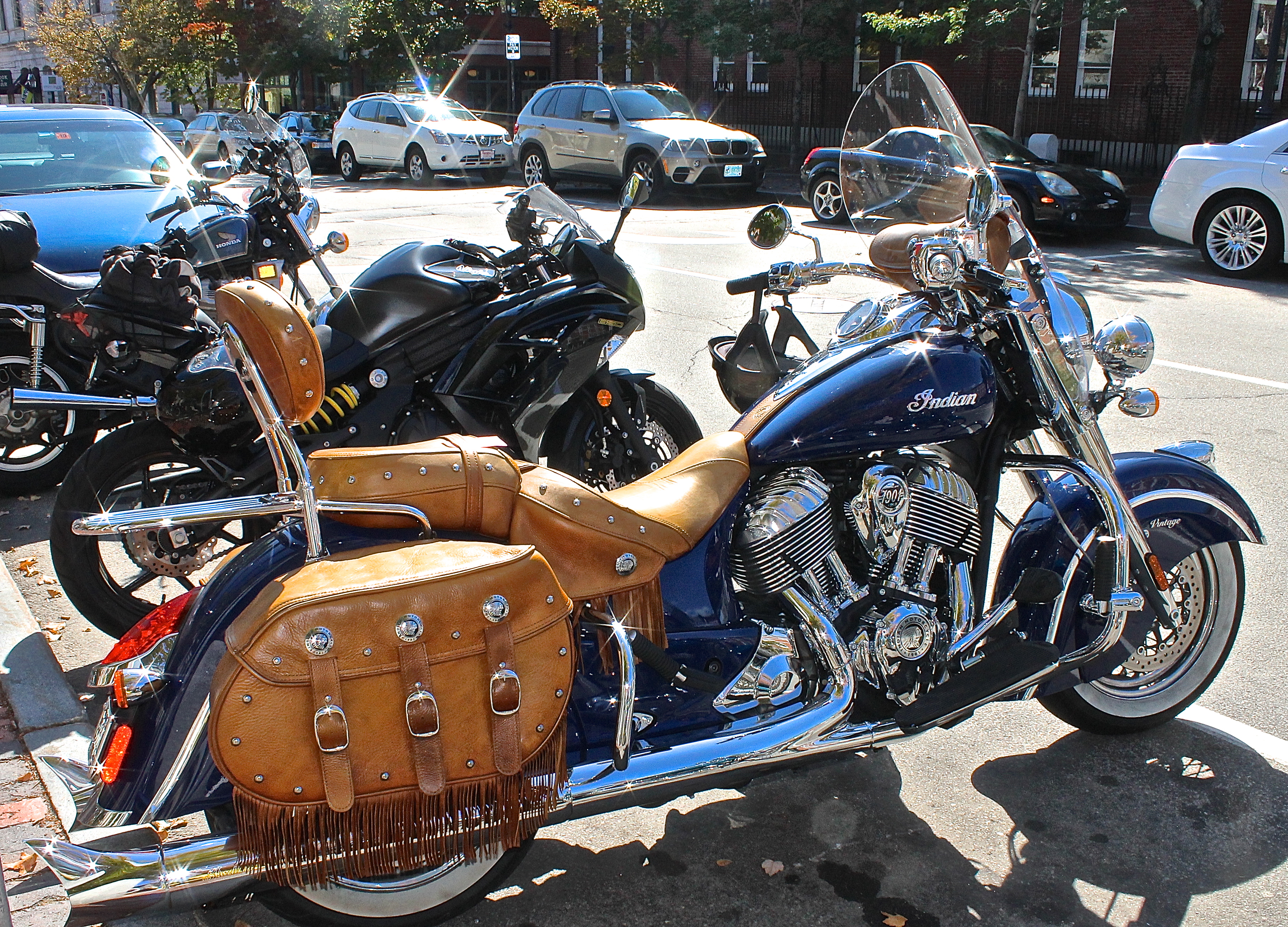 Nice Looking Indian Motorcycle Parked On The Street At Market Square