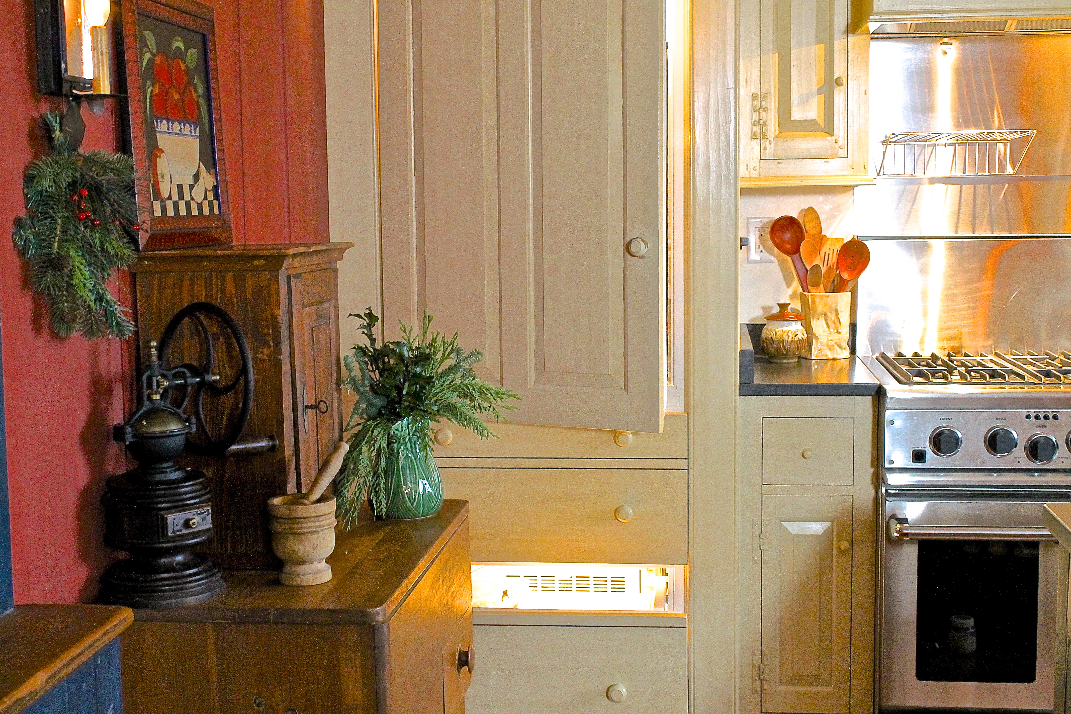 The Refrigerator And Freezer Doors Open To Show How They Were Camouflaged