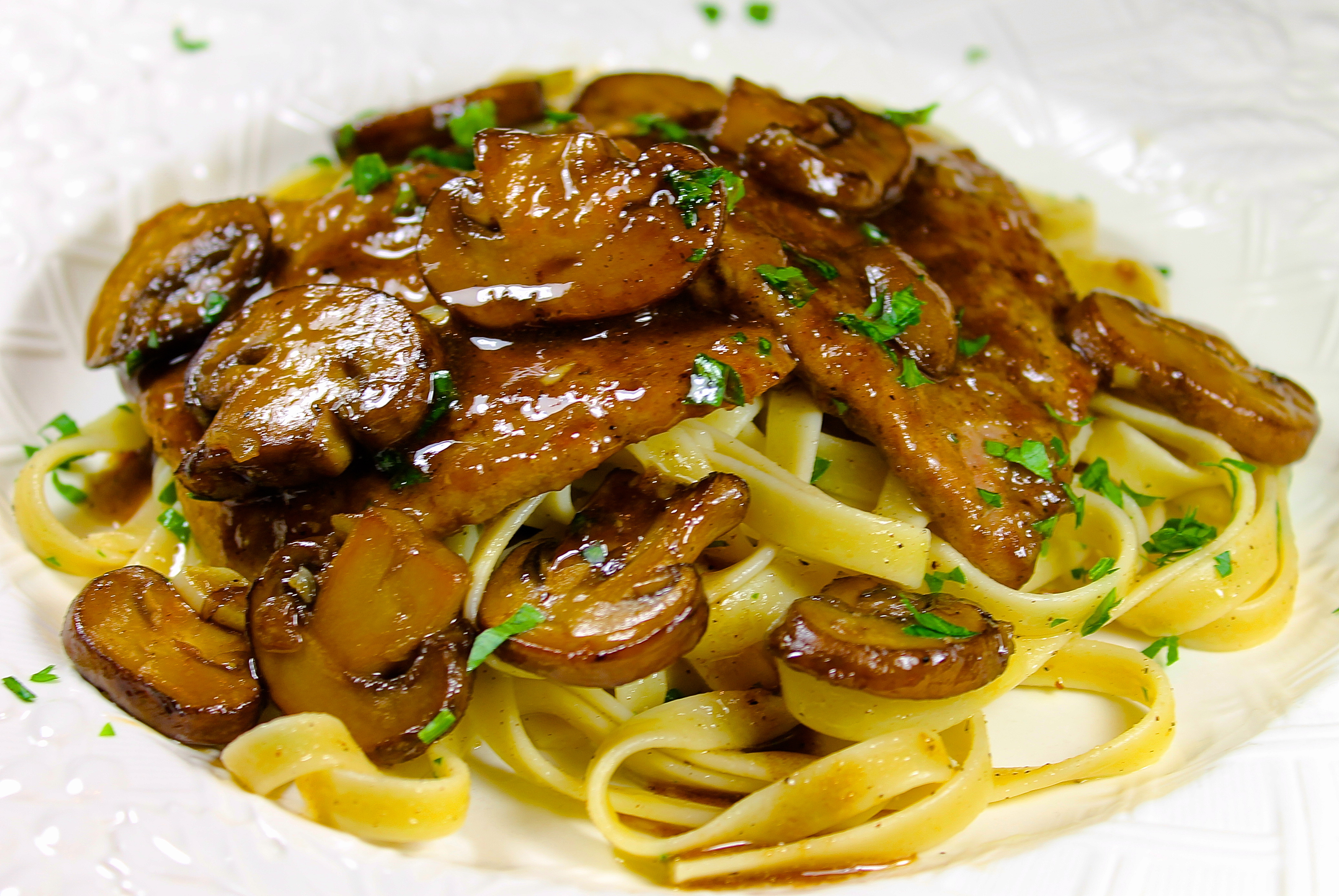 Veal Marsala On A Bed Of Fettucini 