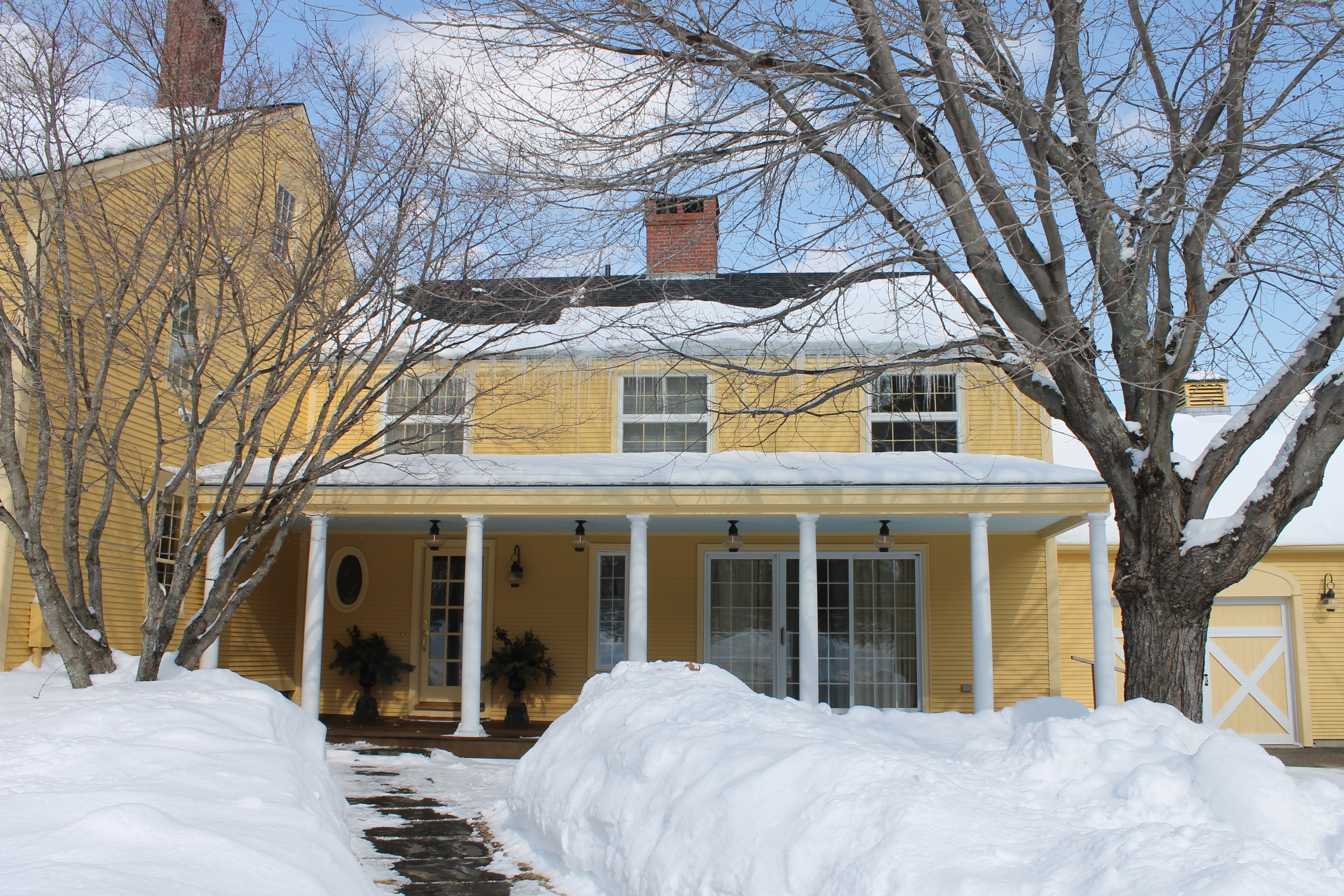 The Porch Roof Has Been Shoveled Twice This Month Because The Second Story Windows Were Totally Covered