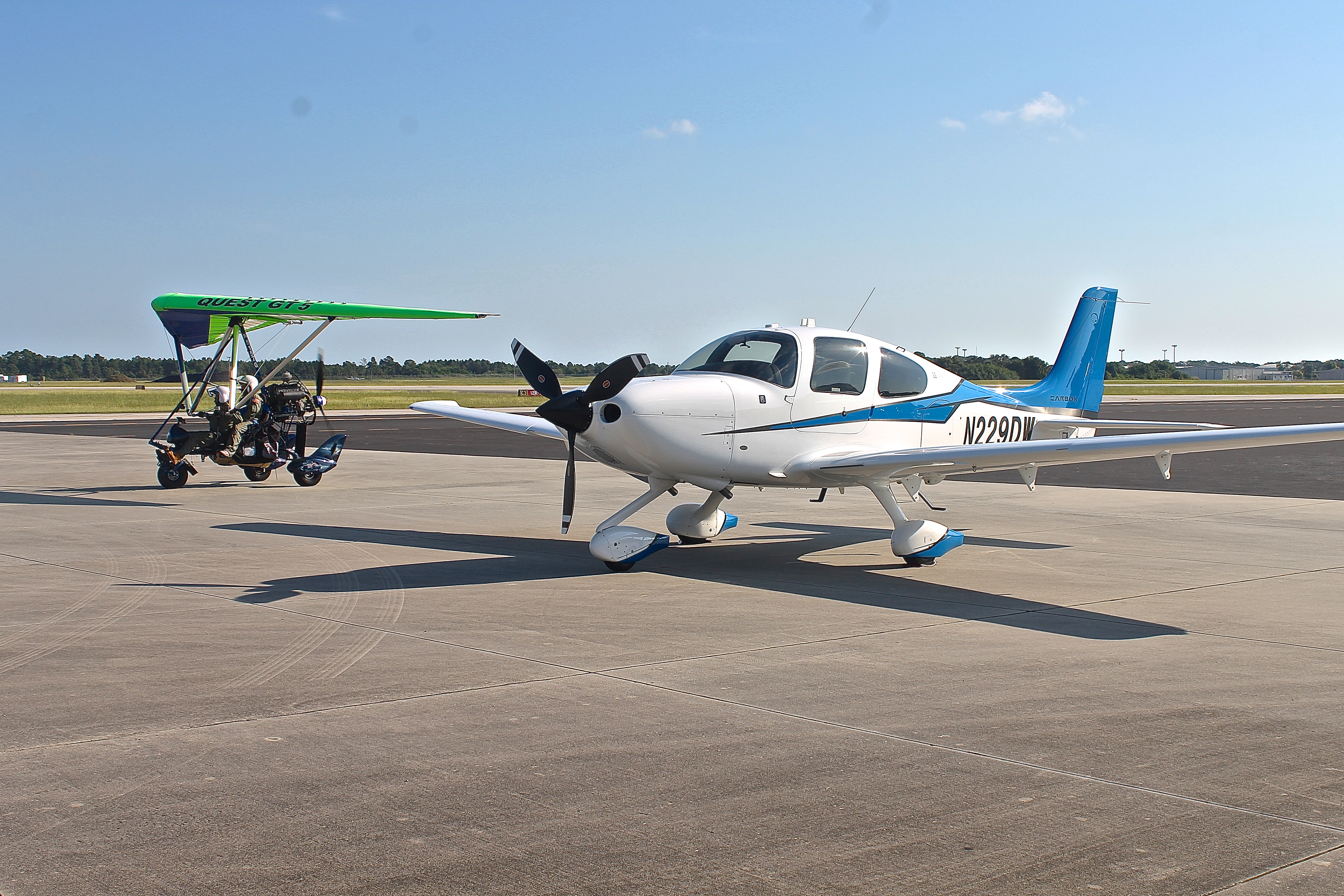 Ready To Take Off On A Ultralight Aircraft After Breakfast At C.J. Cannon's Restaurant