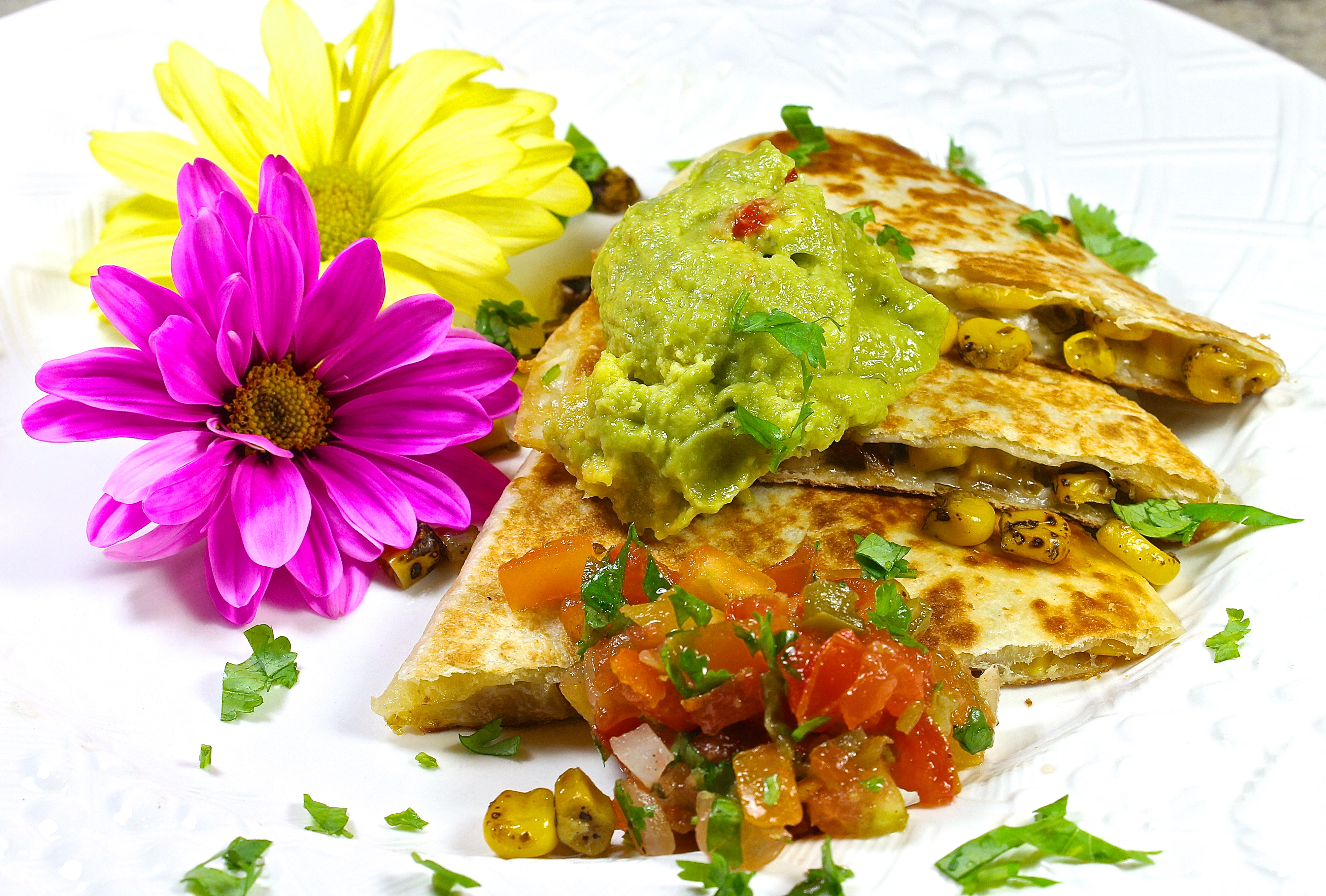 Caramelized Onion And Roasted Corn Quesadillas 