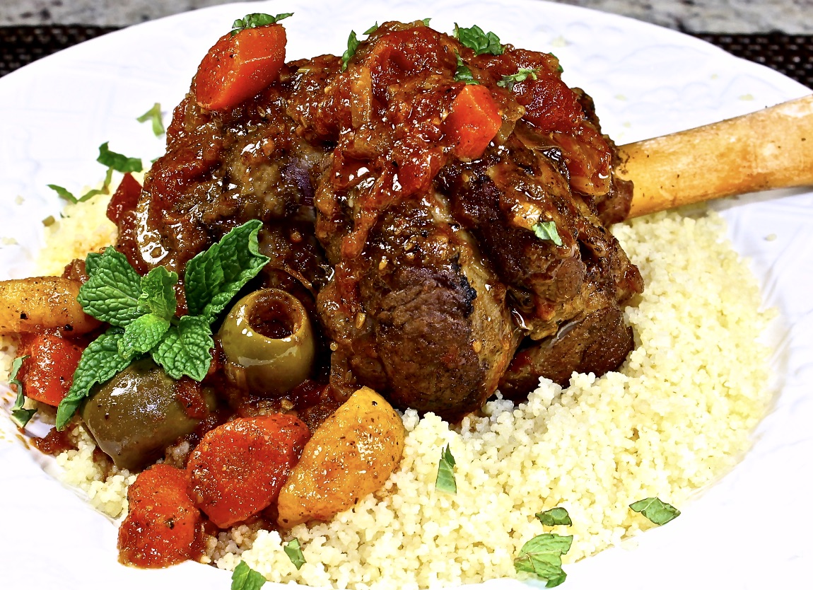 lamb shanks with olives and apricots