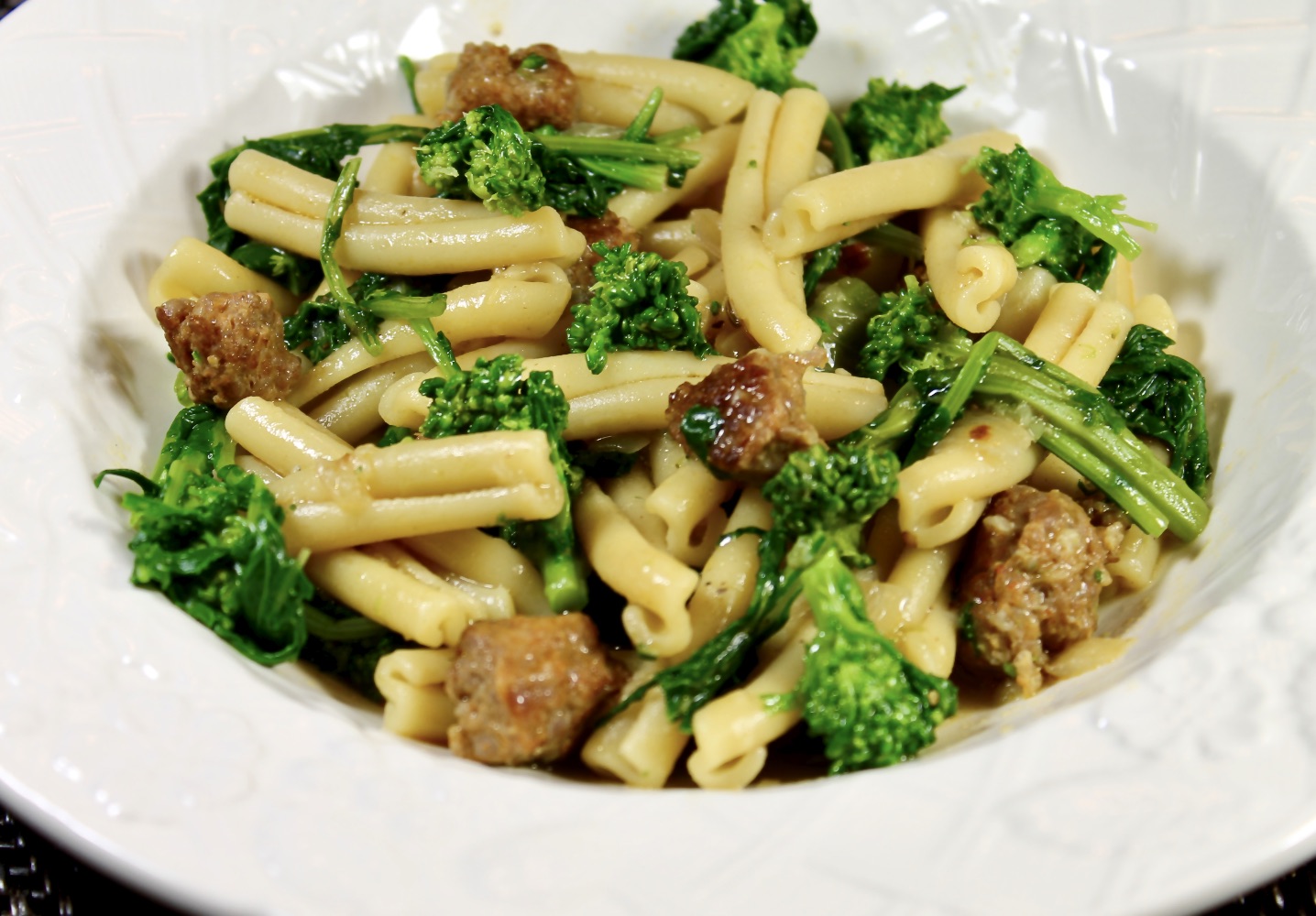 Casarecce Pasta with Italian Sausage and Broccoli Rabe 