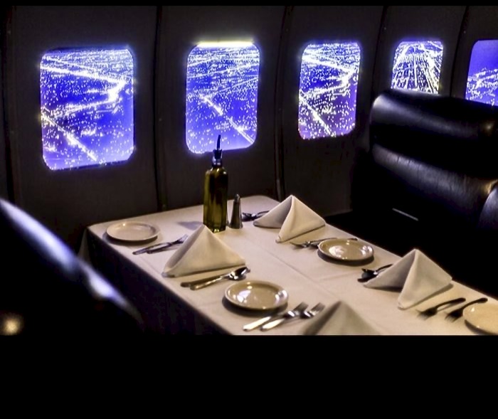 lounge with airplane style windows