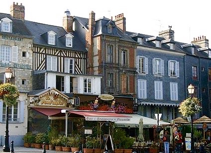 half-timbered houses, cafes and boutiques
