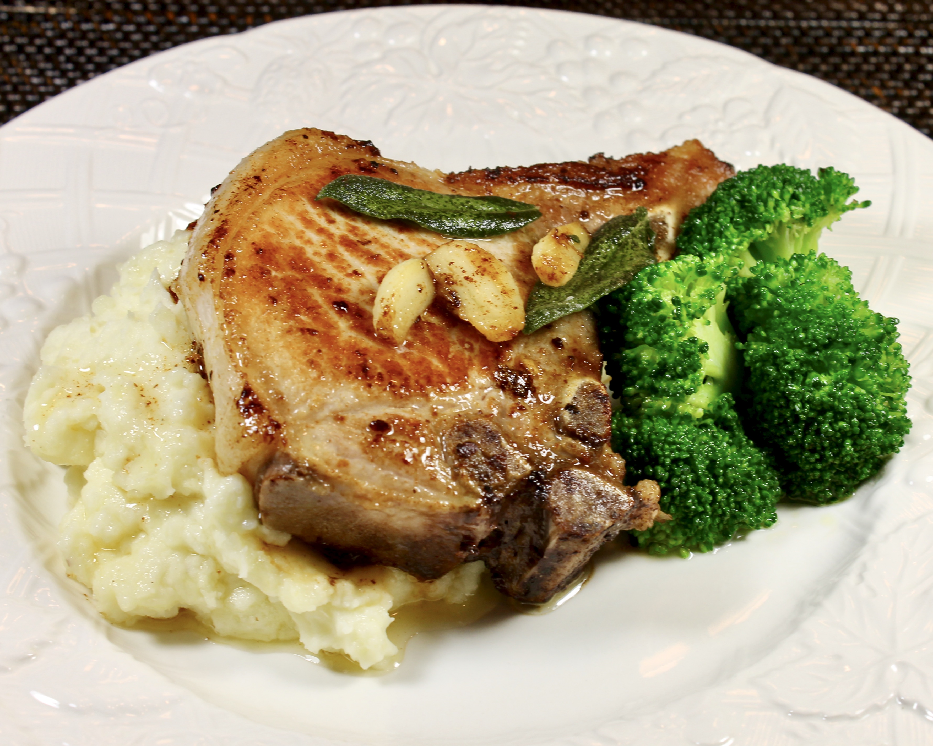 pork chops with brown butter garlic and sage