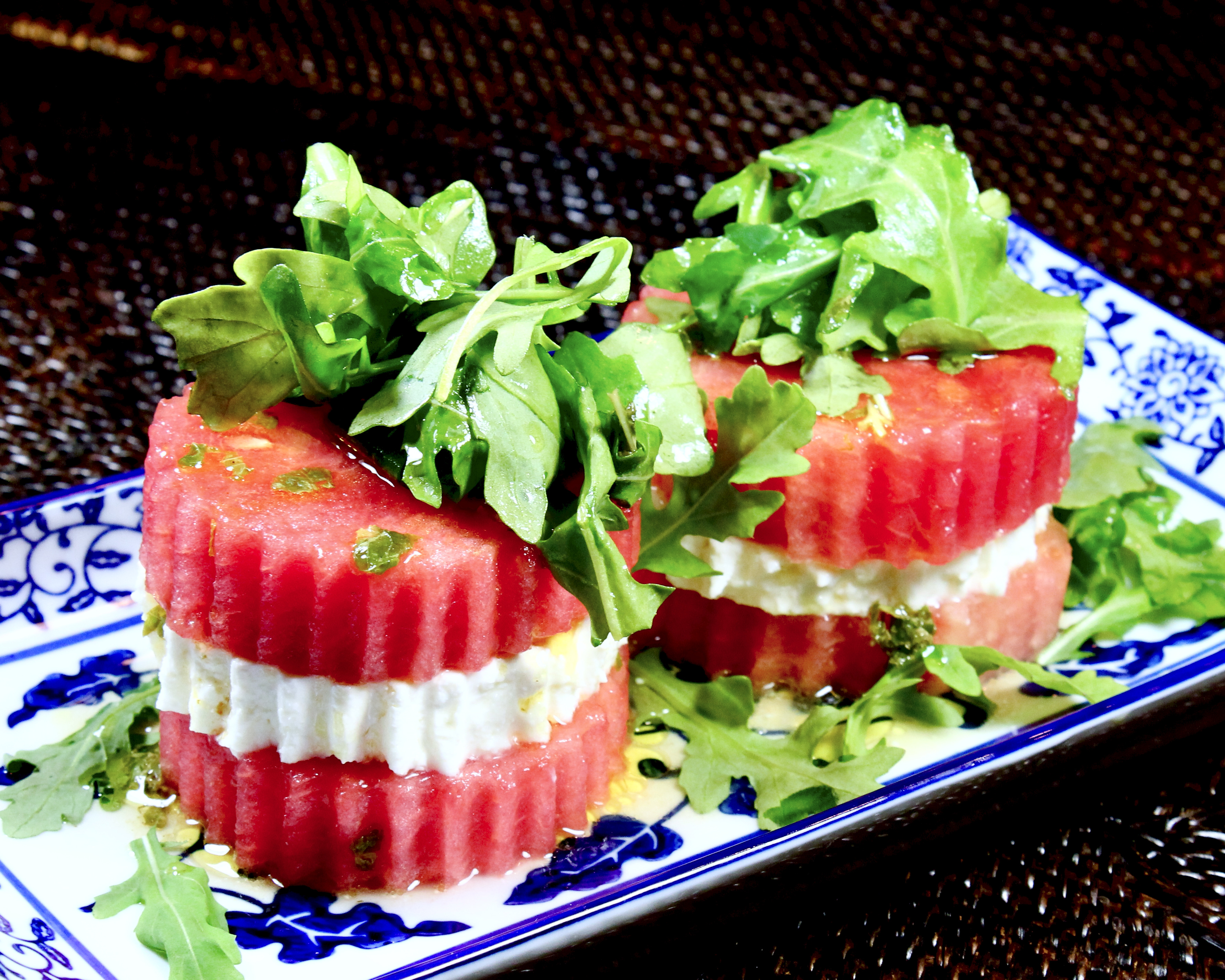 spicy-stacked-watermelon-feta-and-arugula-salad