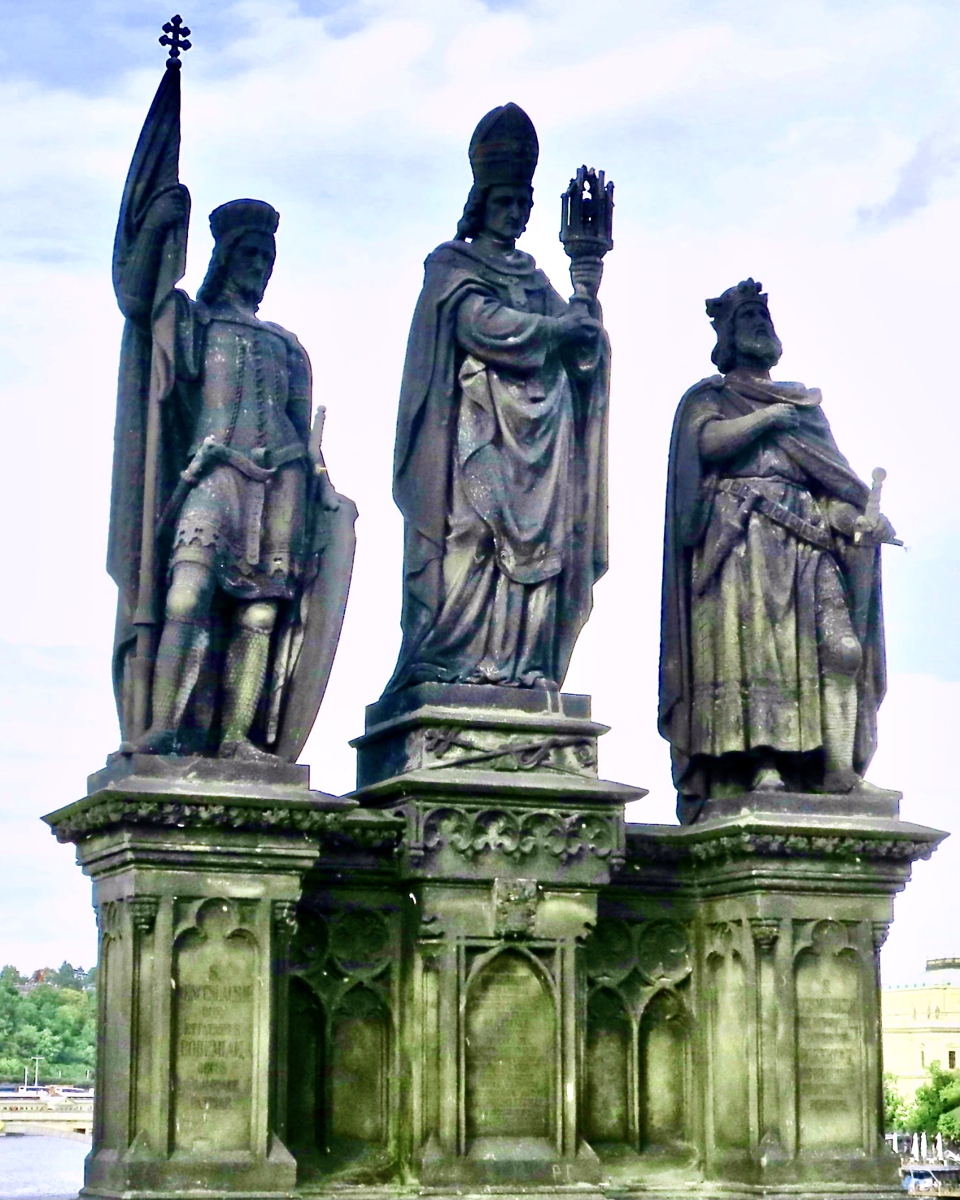 statues along the Charles Bridge