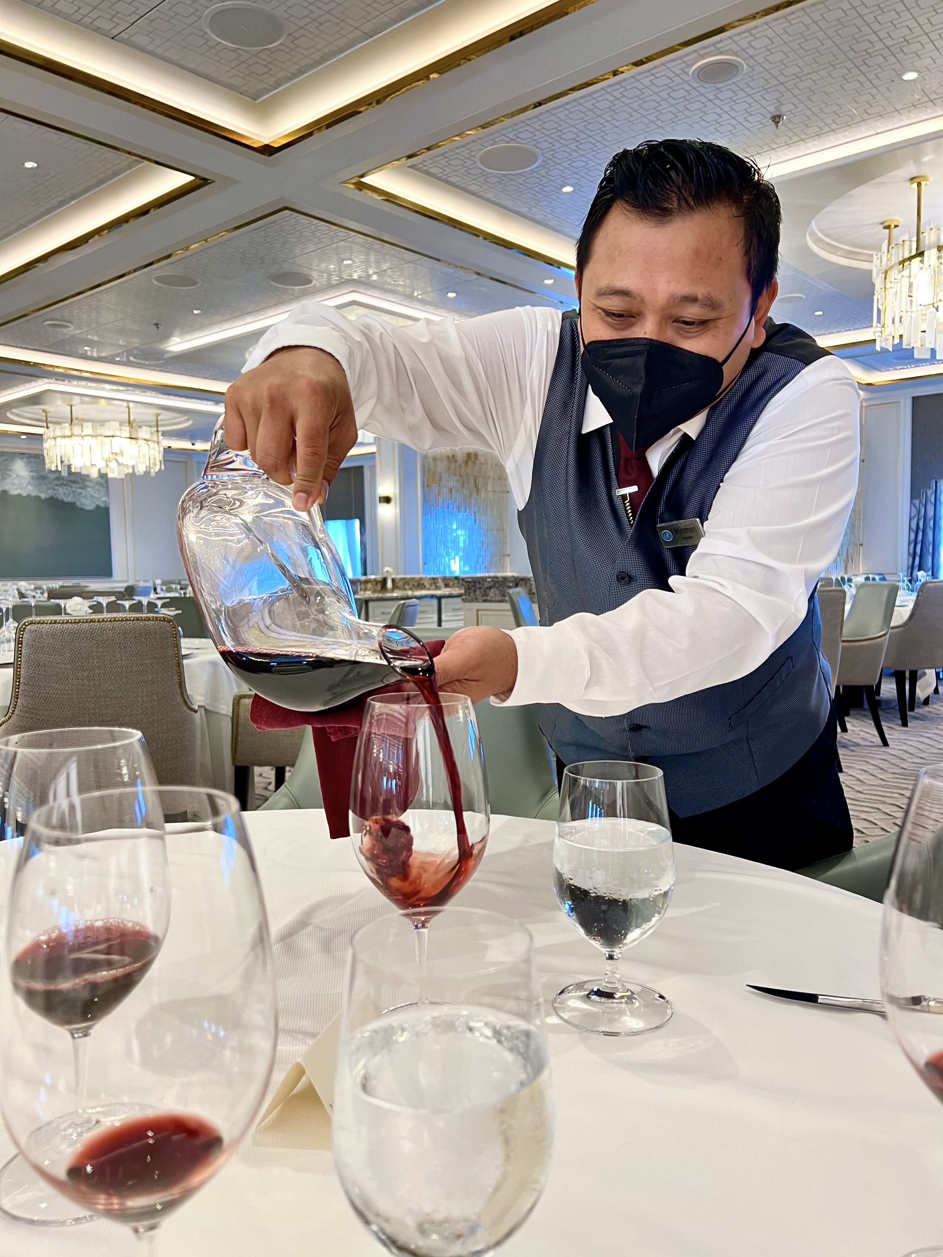 serving decanted red wine selection