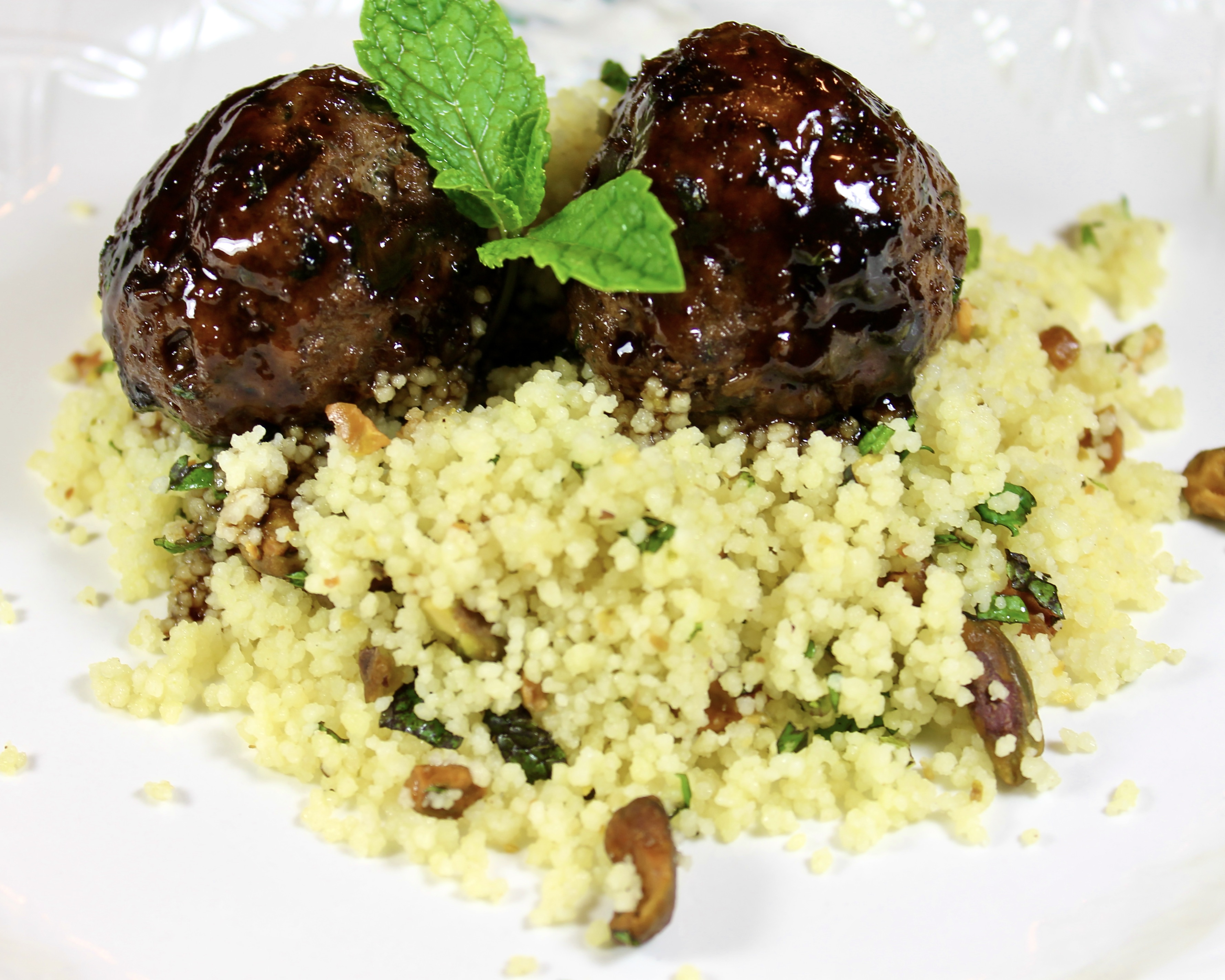 pomegranate glazed lamb meatballs