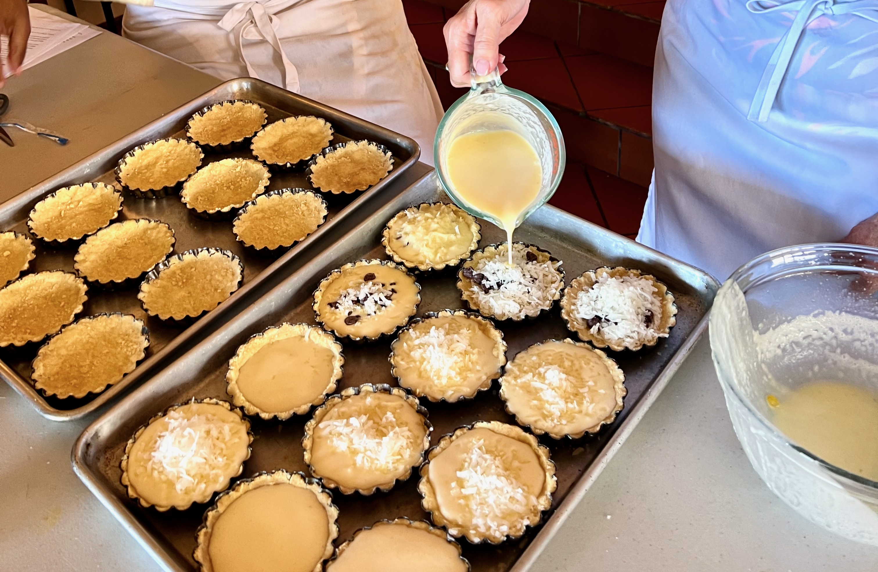 filling tarts with custard