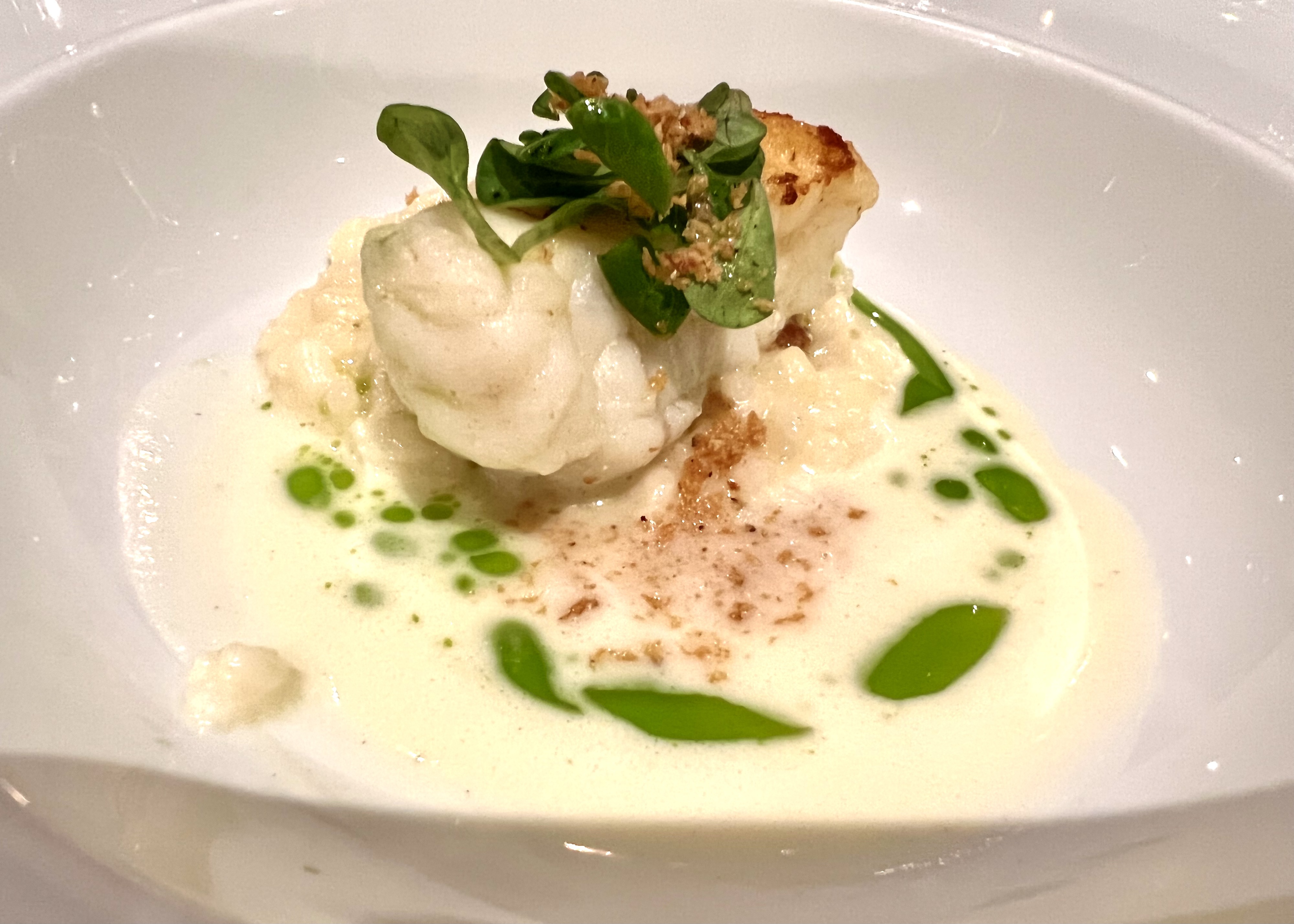 fish with lamb's lettuce and hazelnuts