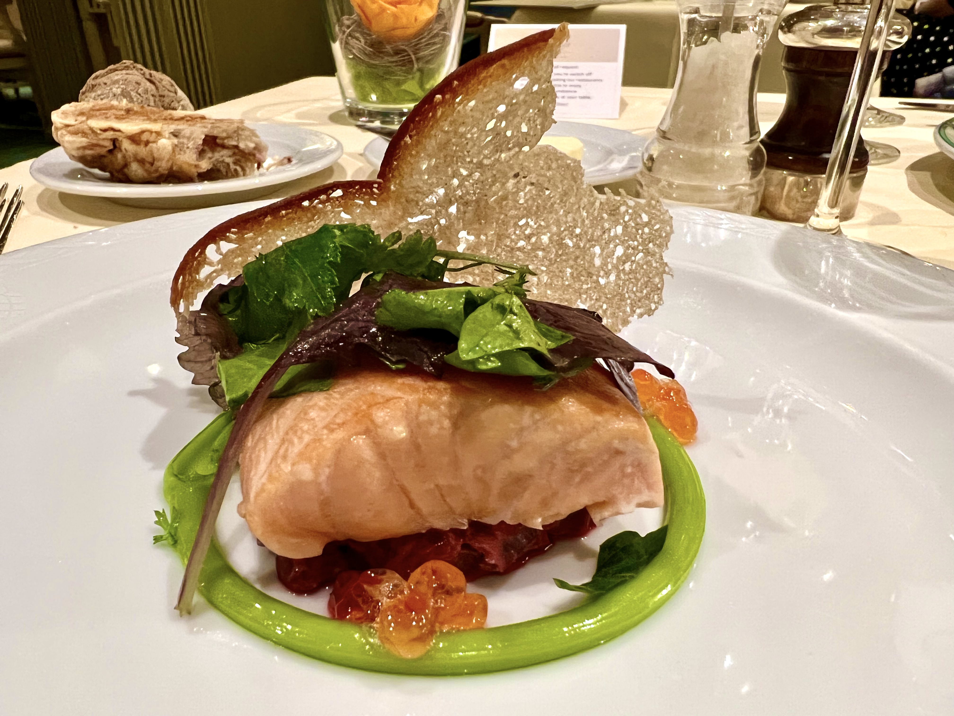 poached cod with spinach and horseradish
