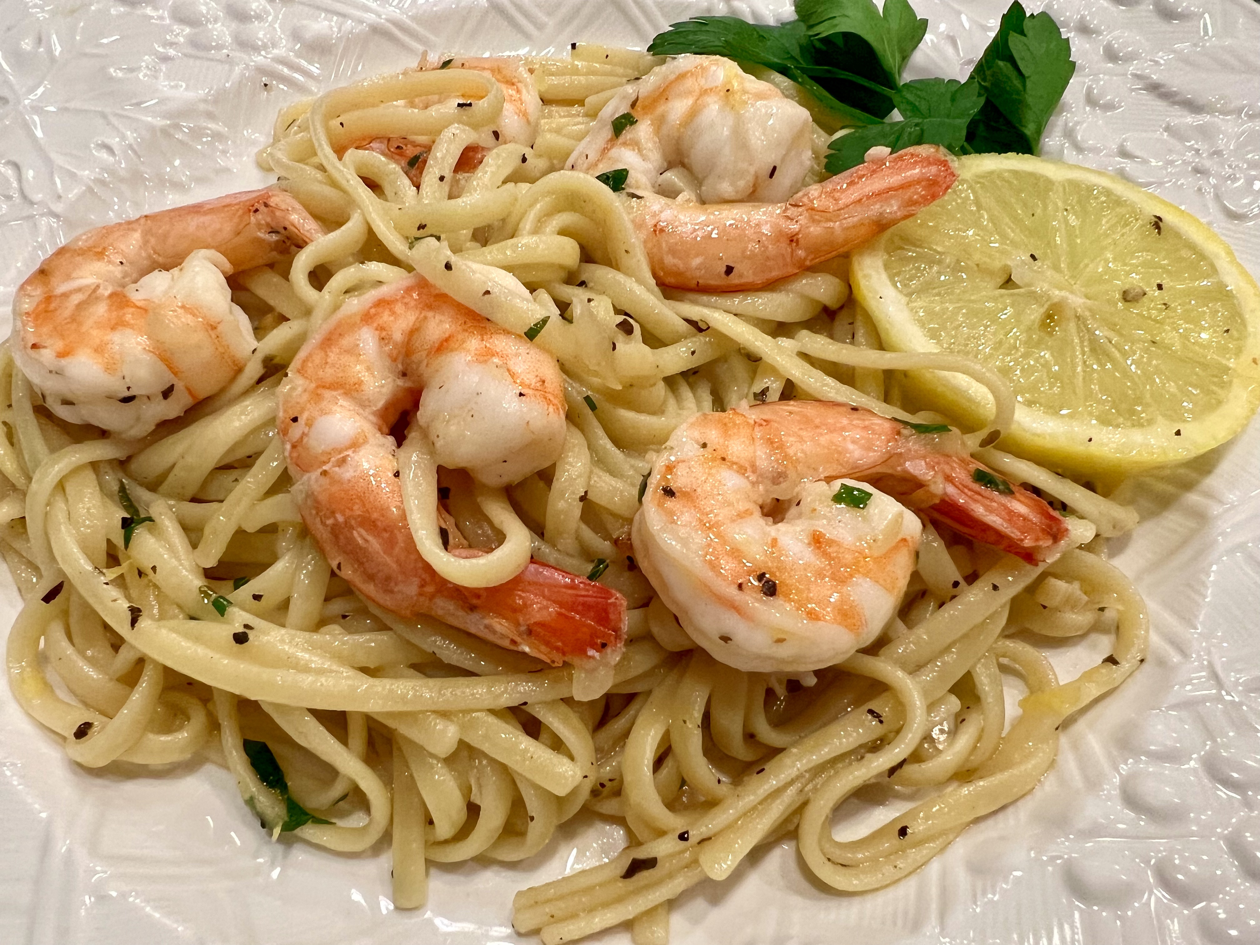 shrimp scampi with linguine 