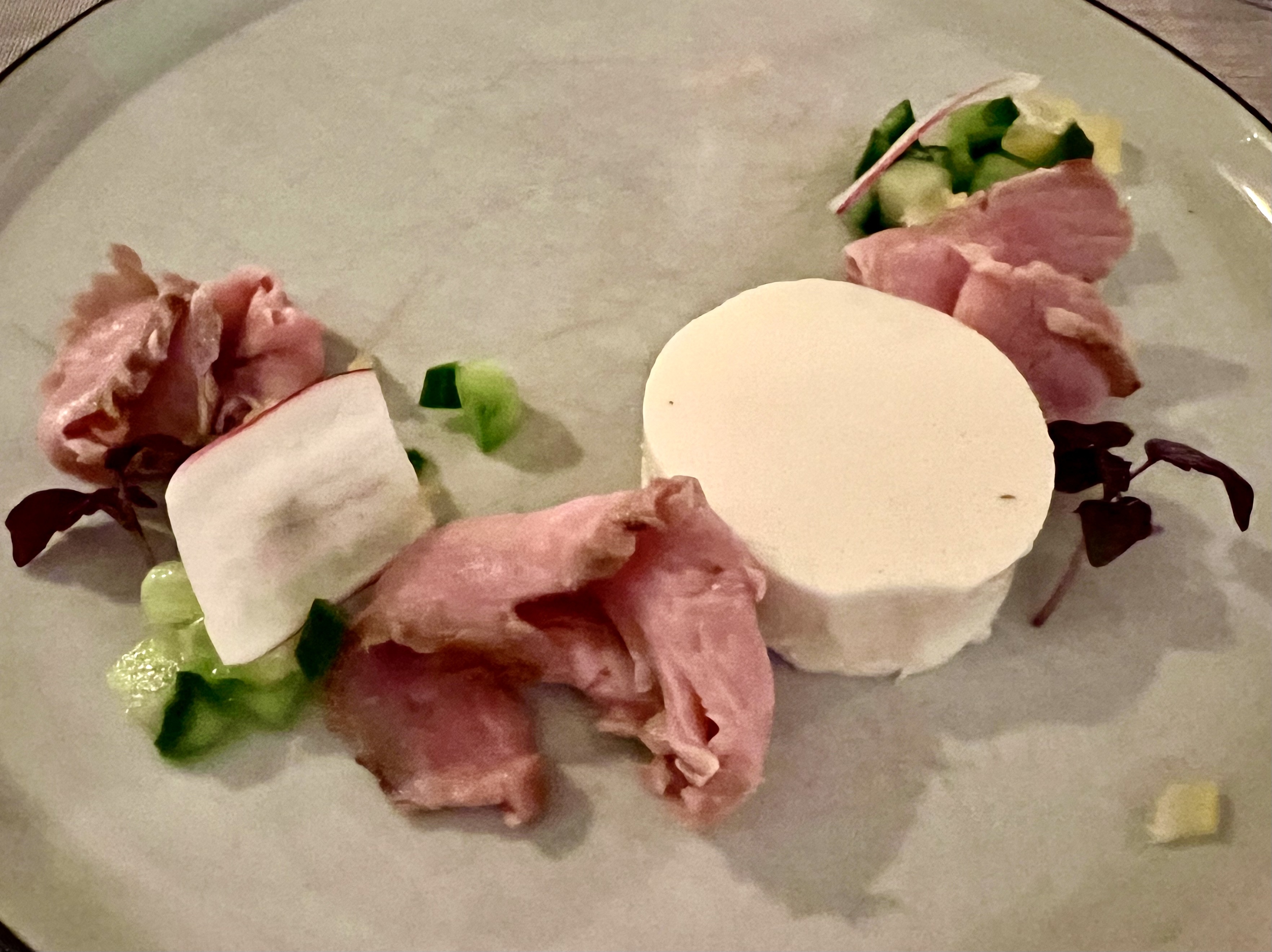 sliced veal, yogurt, salted lemon and radish