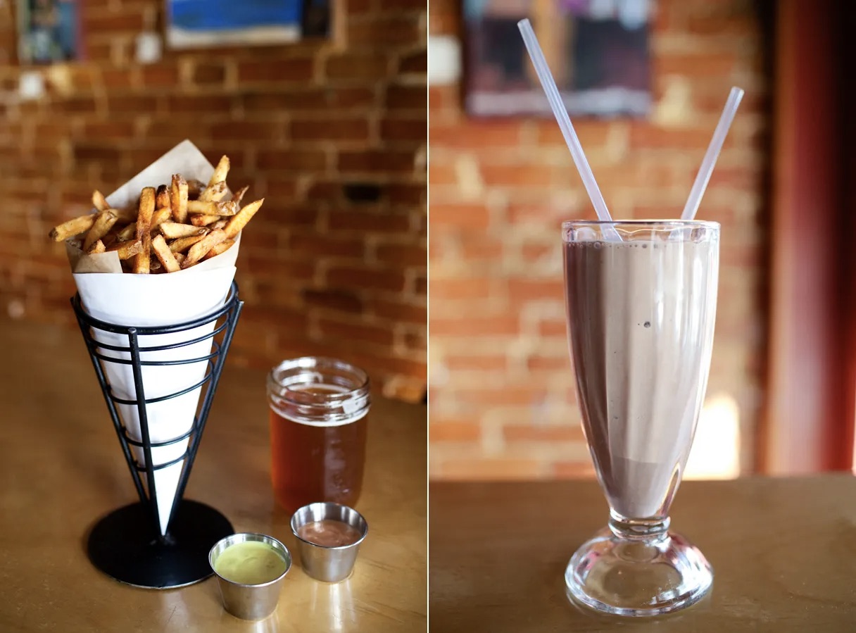  fries and milkshake at Duckfat in Portland Maine 